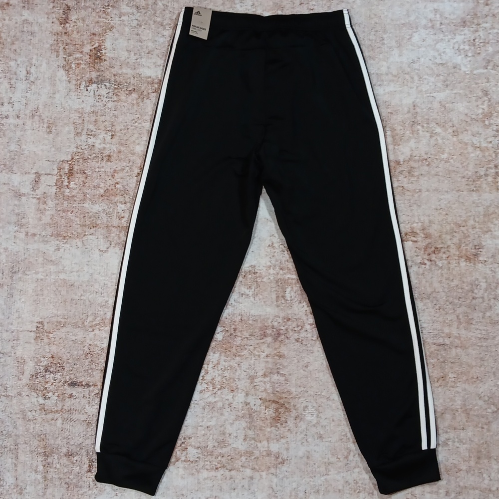 New Adidas Black 3 Stripe Jogger Athletic Pants Mens Medium - Picture 6 of 9